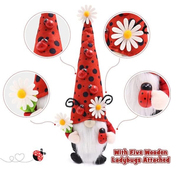 Ladybug Gnomes Ladybug Kitchen Tiered Tray Decor Ladybird Gnomes Plush Swedish - Picture 3 of 6